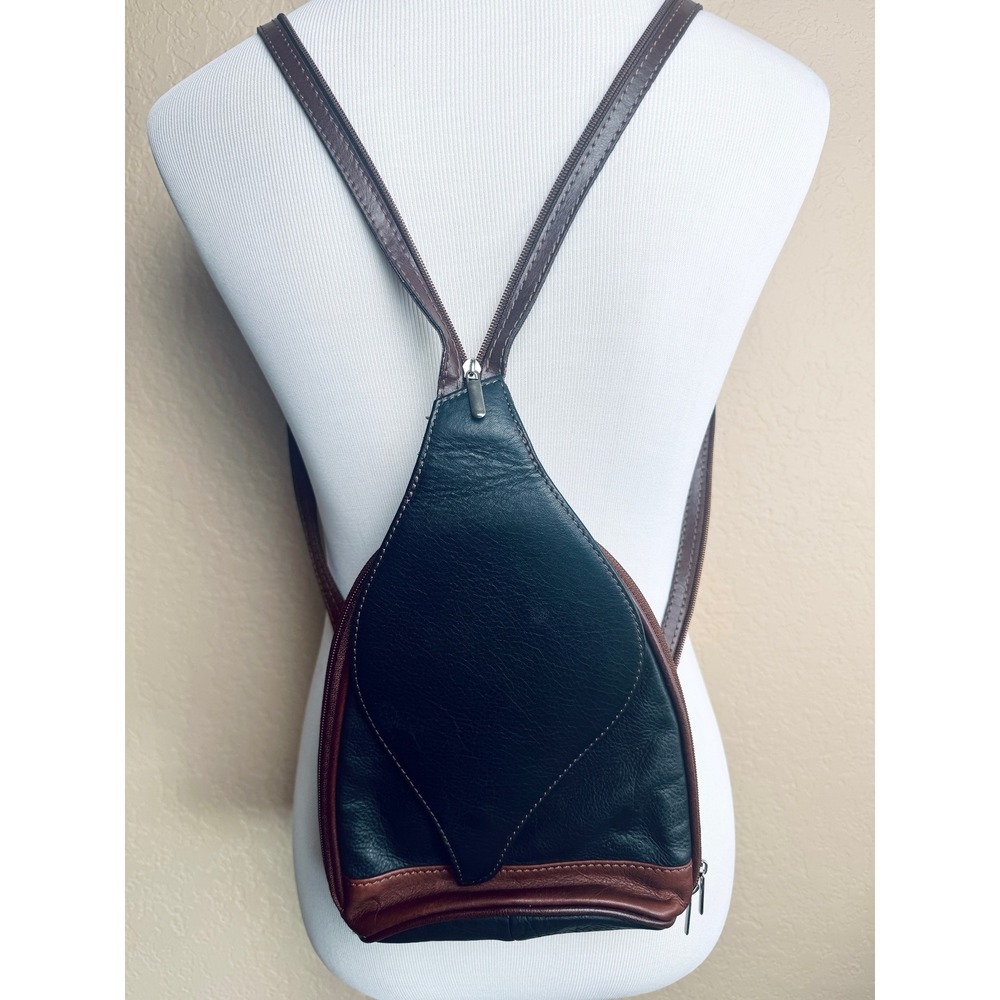 Vintage Italian Leather Convertible Backpack Sling Bag Festival Travel Purse